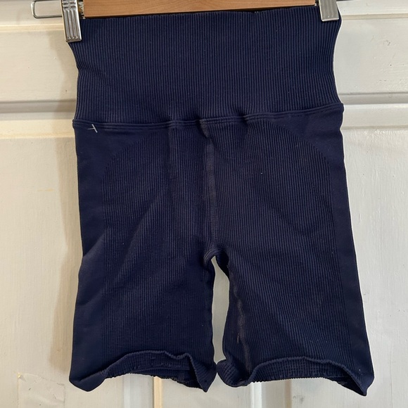 Free People Pants - Free People Navy Ribbed High-Waist Bike Shorts